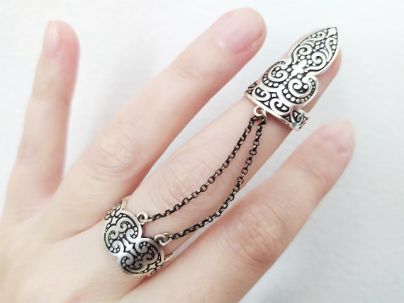 Doppio anello in argento 925 gioielli con protezione per dito