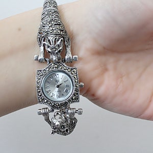 Jade Angel Women's Butterfly Style Marcasite Sterling Silver Watch - 925 Silver, Quartz Movement