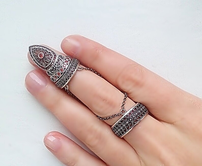 Armor Ring Shield Rings Armored Full Finger Triskele Etsy