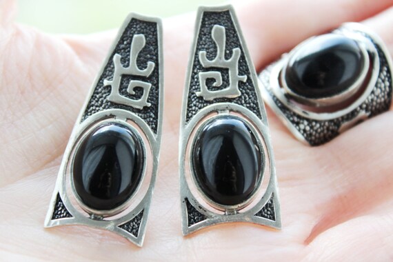 sinnlicher gothic ethno ring mit black onyx silber 925 21 mm 