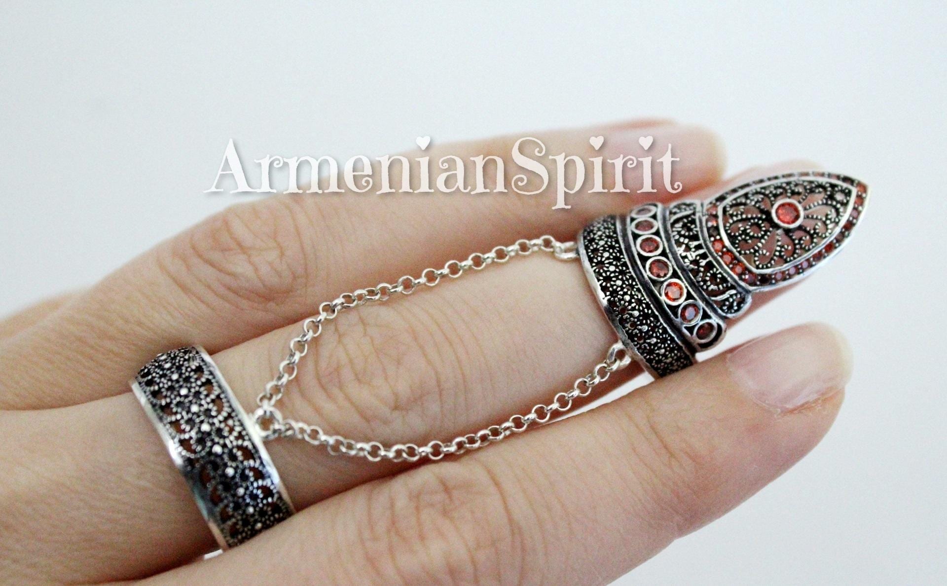 アクセサリー theredthread S armor ring Armor Ring Shield Rings Armored Full Finger Triskele