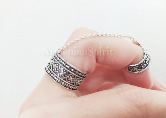 アクセサリー theredthread S armor ring Armor Ring Sterling Silver 925 Double Armenian Armored
