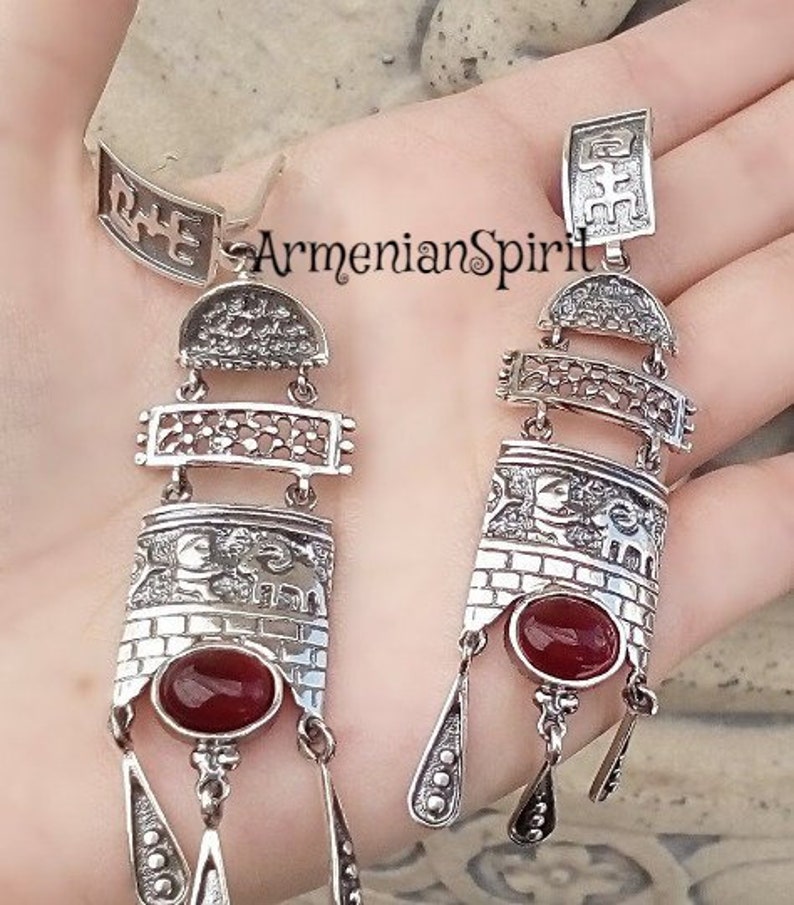 ARMENIAN Jewelry Very Long Earrings Boho Jewelry Red Etsy