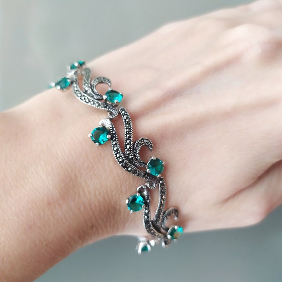 Buy Bracelet Marcasite Silver 925 Tudor Jewelry Green Topaz Bracelet Armenian Jewelry STERLING SILVER 925 Online in India Etsy