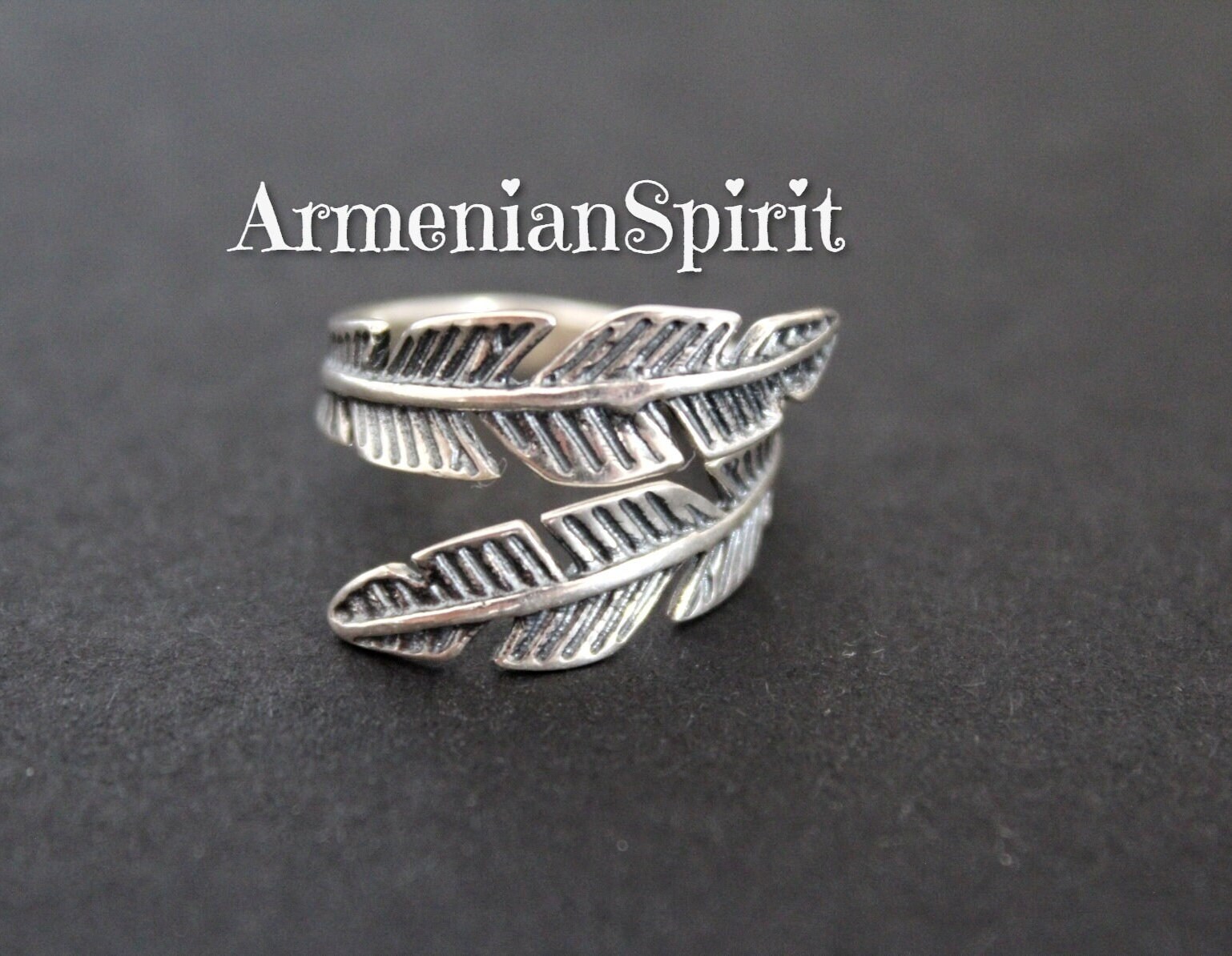 SET of 4 Rings Feather Leaf Crown Pigtail SILVER 925
