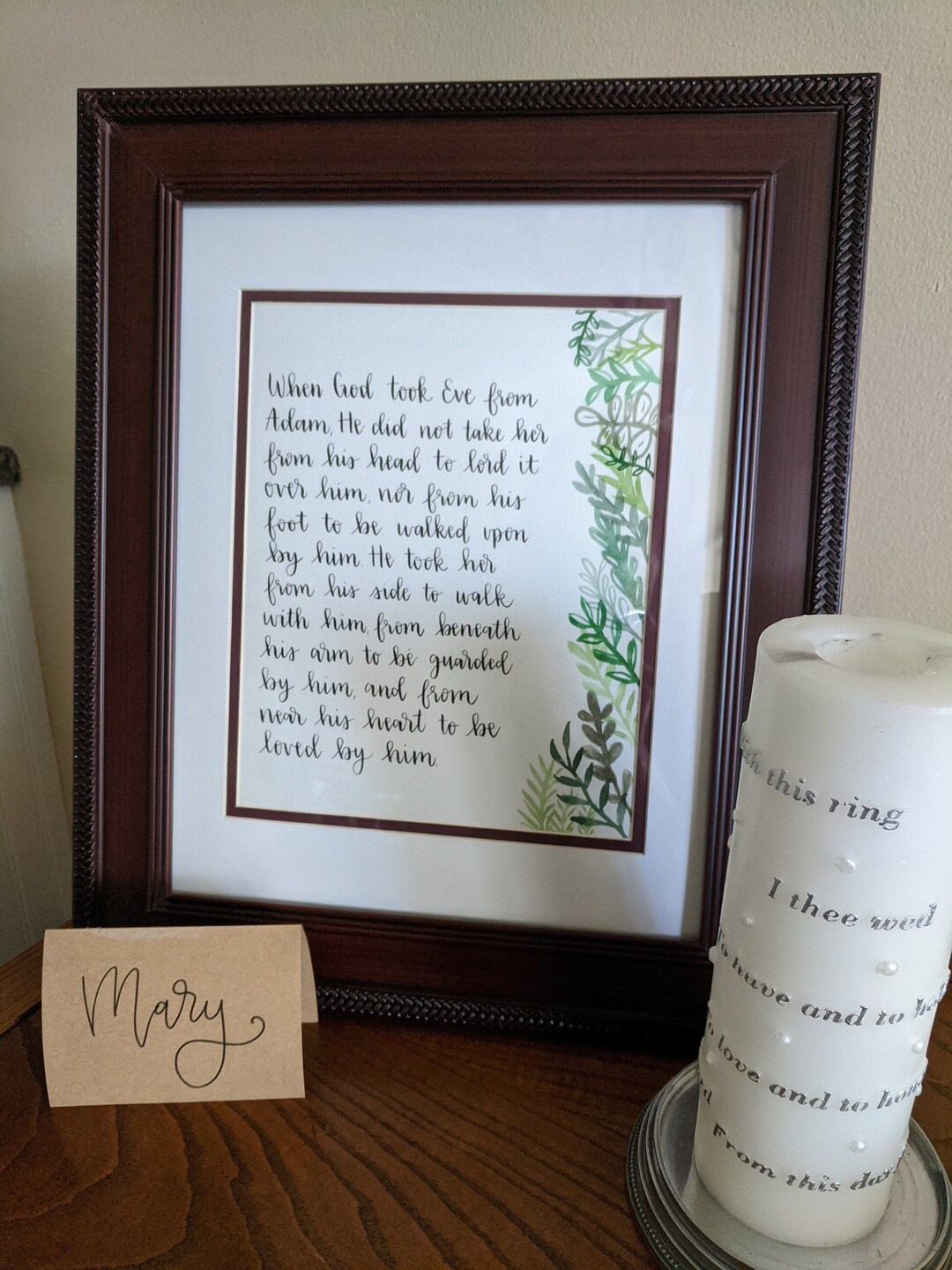 Adam and Eve Poem, Hand Lettered, Matthew Henry Quote, When God Took