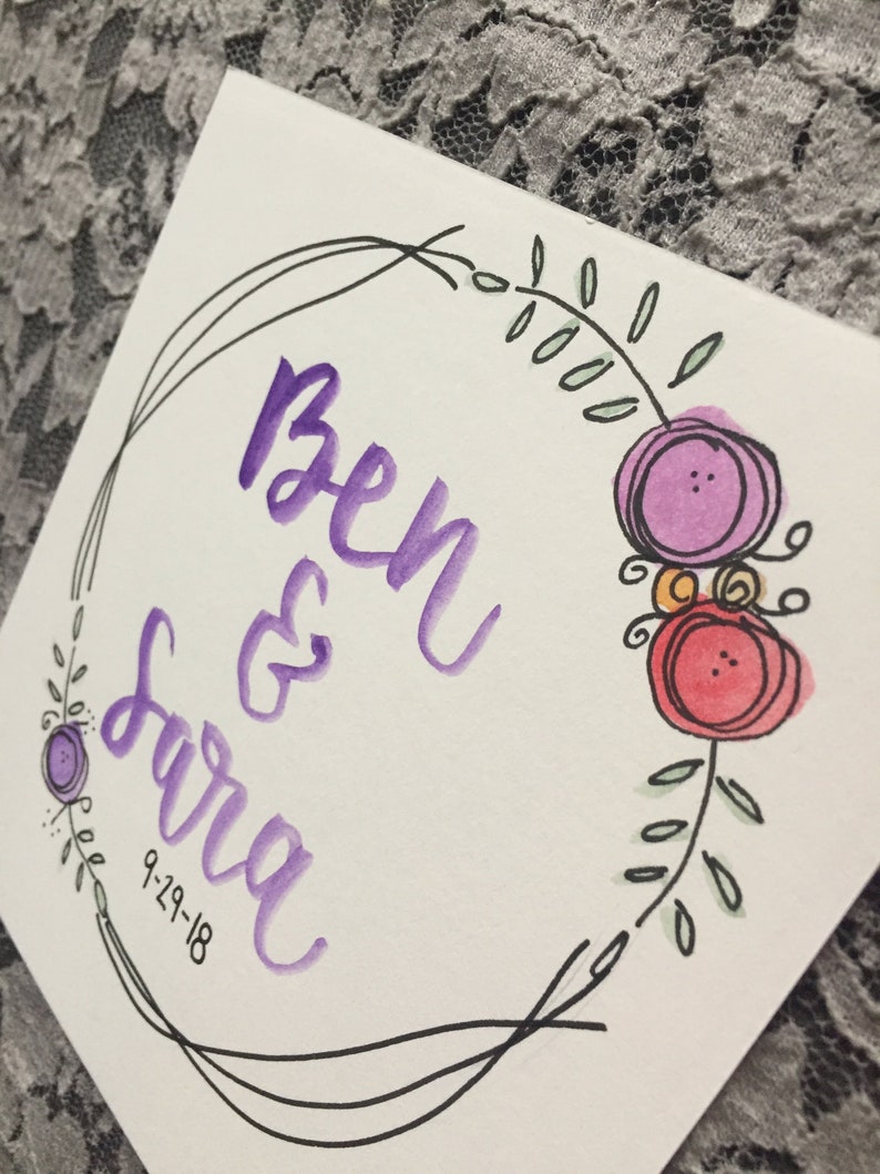 Personalized Wedding Card Custom Wedding Card Happy Wedding Day Congrats Wedding Card Floral Wedding Card Wedding Card with Names