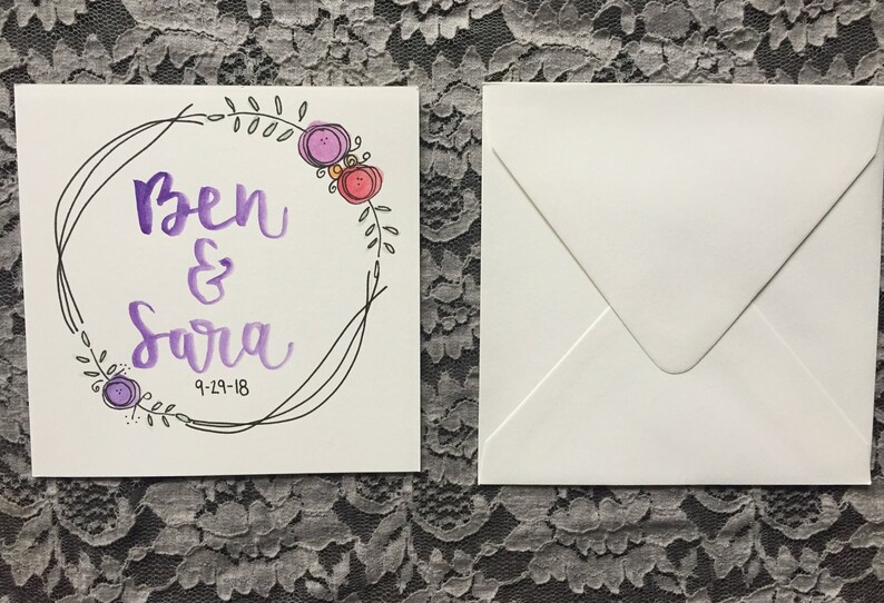 Personalized Wedding Card Custom Wedding Card Happy Wedding Day Congrats Wedding Card Floral Wedding Card Wedding Card with Names