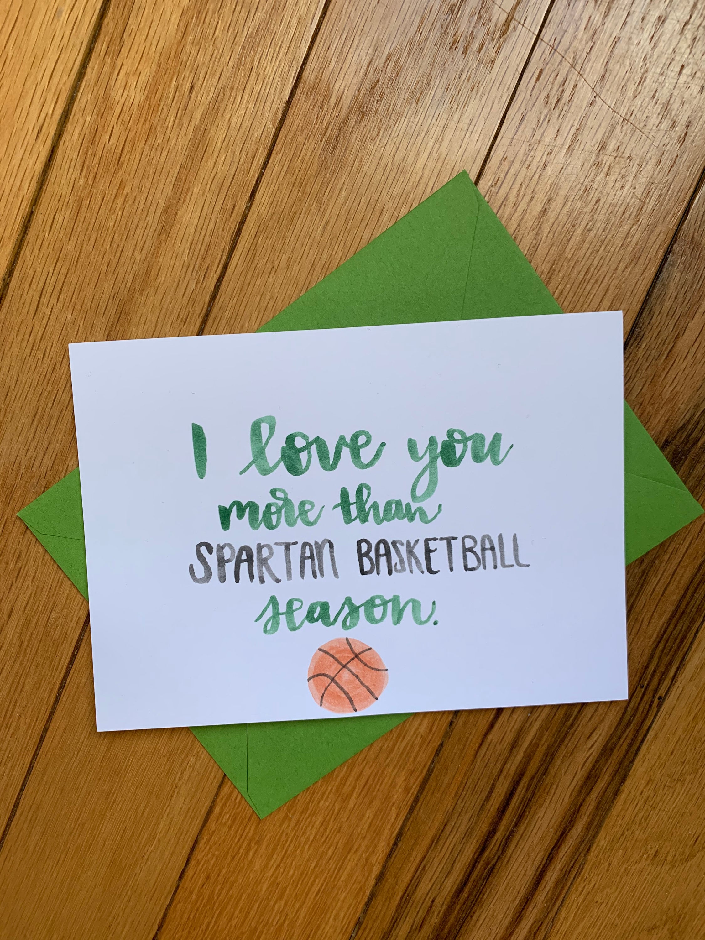 Msu Basketball Card East Lansing Michigan Spartan Spirit Etsy