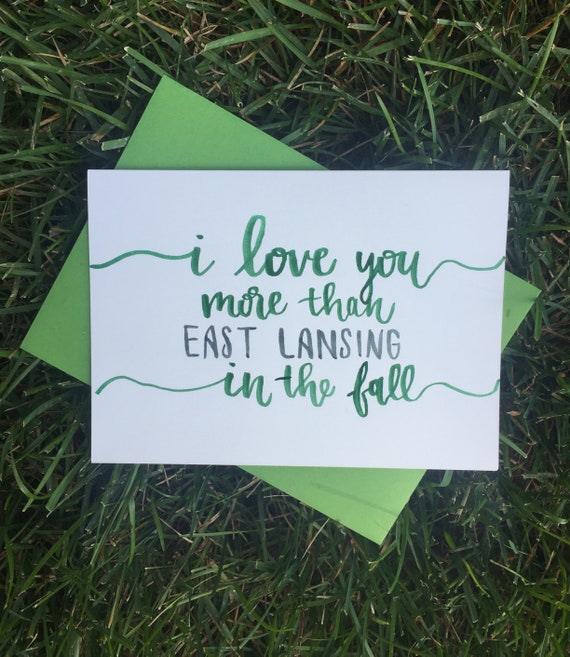 Msu Football Card East Lansing Michigan Spartan Spirit Etsy