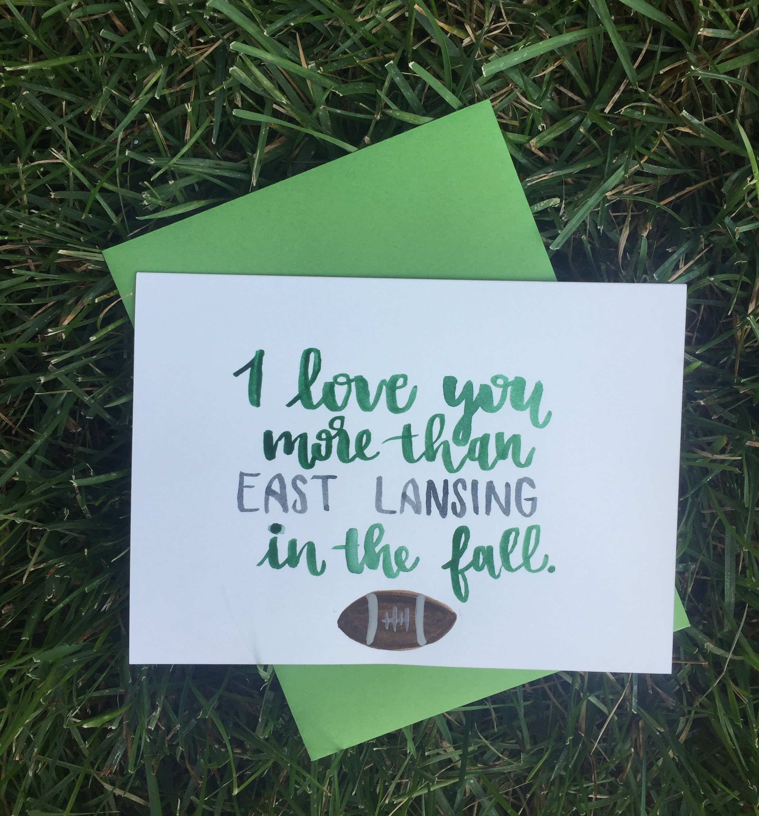 Msu Football Card East Lansing Michigan Spartan Spirit Etsy