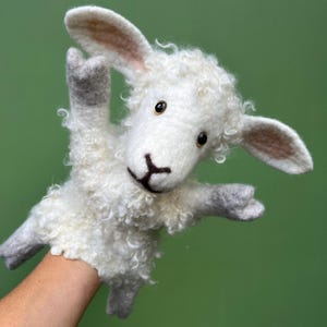 Sheep, handmade felted hand puppet