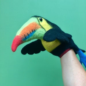 Toucan, handmade felted handpuppet/art object/bird/educational toy/puppet theatre/Waldorf toys