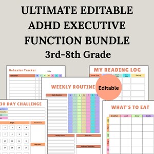 Bewerkbaar pakket met oefeningen voor executieve functies | Gedragskaart voor kinderen | Groep 3 t/m 9 | Visueel schema, Canva-sjabloon | Digitale download