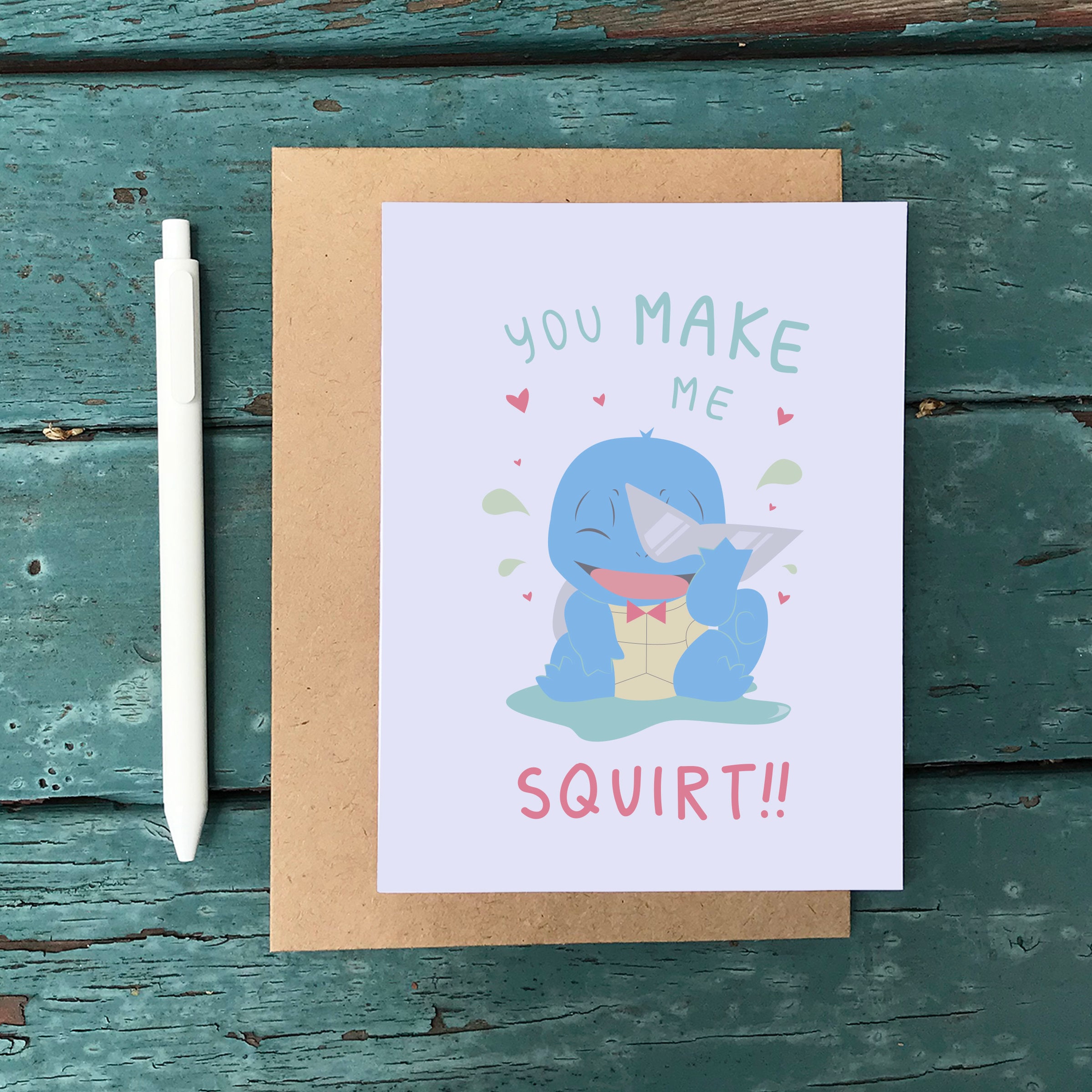 You make me squirt! I pika chu! funny card. POKEMON. squirtle. pikach…