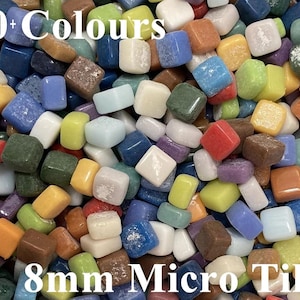 40 Colours. Micro Mosaic 8mm Tiles. 100 pack, Multiple colours!