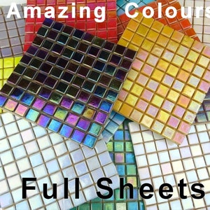 21 Colours Wonderful Iridescent 10mm Tiles. Full Sheets. Mulitiple colours to choose from.