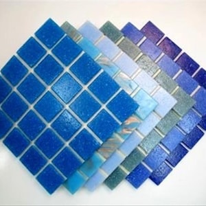 Mosaic Tiles Mixed 2cm x 2cm x 4mm thick. Best Blue Blend 150 Tile Mix 150 Tile Mix.