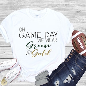 Green and Gold College T-Shirt l Vinyl Printed Shirt l Game Day Tee l Tampa Shirt l Unisex Tee l College Football Tee l Waco Shirt