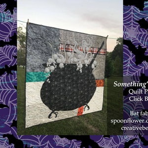 Easy Halloween Quilt Pattern, Something&#39;s Brewing Quilt Pattern, Halloween Quilt Wall Hanging, Easy Applique Designs, Cauldron