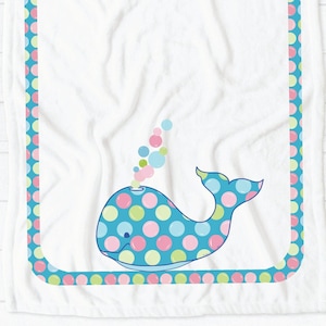 Baby Whale Blanket, Whale Blanket, Baby Gift, Baby Shower Gift, Bubbles the Baby Whale Blanket Nautical Nursery Gift image 2
