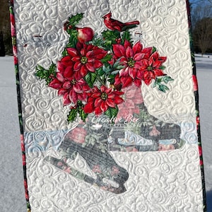 Easy Applique Designs - Make Noelle, the Ice Skates Bouquet Quilt with this Easy Christmas Quilt Pattern!