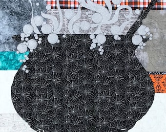 Halloween Cauldron Quilt Pattern, Applique Wall Hanging