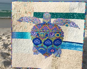 Sea Turtle Applique Quilt Pattern: PDF Digital Download, Nautical Decor