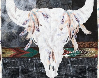 Bison Skull Quilt, Bison Quilt Pattern, Buffalo Skull Quilted Wall Hanging Pattern