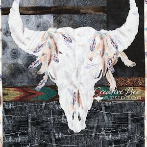 Bison Skull Quilt, Bison Quilt Pattern, Buffalo Skull Quilted Wall Hanging Pattern