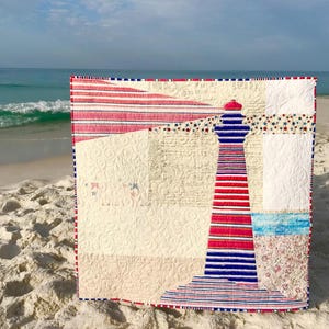 Quiltpatroon LIBERTY Lighthouse, nautische wanddecoratie appliqué (36 x 36)