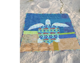 Schildkröten Applikation, Wasserschildkröte Quilt Anleitung, Sandy die Meeresschildkröte Aufschmelzbare Applikation Quilt Muster