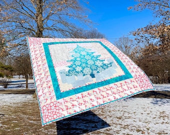 Modello di arazzo trapuntato a forma di albero di Natale – Design applique JOYFUL