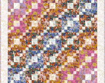 9-Patch-Muster ""Wellen der glücklichen Wellen"" - Sofortiger PDF-Download"