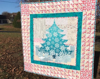 Make JOYFUL the Christmas Tree Quilted Wall Hanging for a Beautiful Gift or Decor- Easy Applique Designs using BOTH sides of fabric!