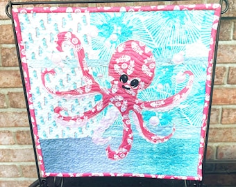 Octopus Baby Quilt Pattern PDF, PINKY Mini Applique Digital Download for Nautical Nursery