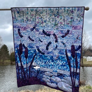 Dragonfly Pond-Make a Dragonfly Applique Quilt or Use BOTH Beautiful Sides of Frog, Butterfly or Bee Fabric to Make Your Own Unique Pond!