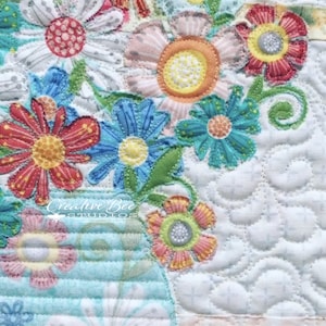 Close up view of using both sides of one floral focus fabric.