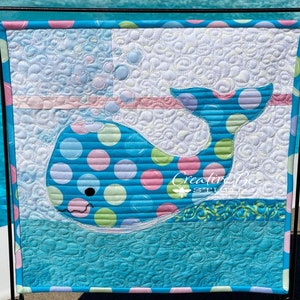 Whale Quilt Pattern, Miniature Quilt Patterns, Baby Whale Quilt, Baby Whale Applique Quilt Pattern