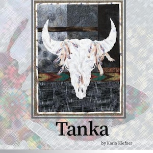 Quilt Pattern Cover showing the bison skull quilt photo, title of pattern, Creative Bee Studios logo, and tag line: Use both Sides which refers to the use of both sides of one focus fabric to make the quilt.