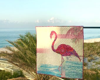 Flamingo Digital Download Quilt Pattern: Fiona Applique Wall Hanging (36x36 inches)