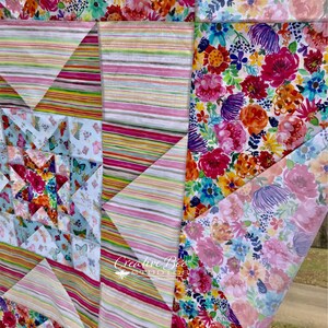 Close up of quilt top.
