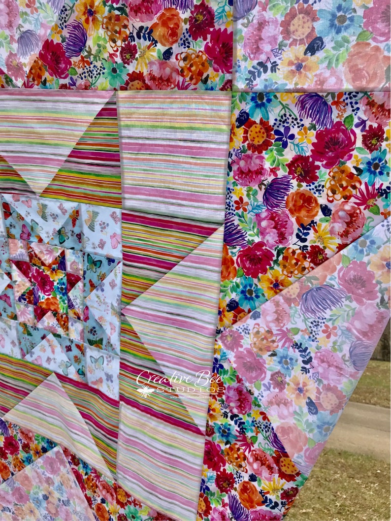 Close up of quilt top.