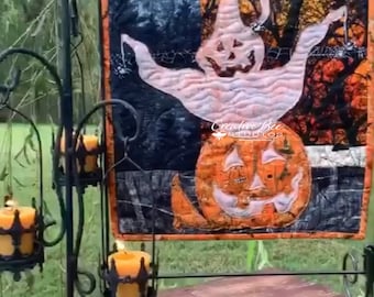 Halloween Mini Quilt Pattern – Jacq O' Lantern Fusible Applique (Digital Download)