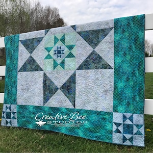 Ohio Starburst Quilt Pattern - Make this nestled Ohio Star quilt with Both Beautiful Sides of Only Three Fabrics! It&#39;s all about value!