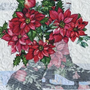 Close up of ice skates bouquet quilt called Noelle.