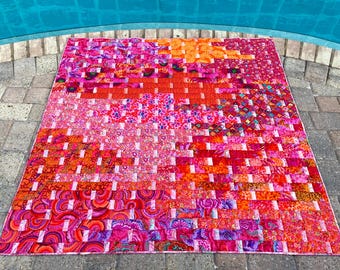 Bemalter Ziegelstein Quilt Muster: Abstrakter Wandbehang, Einfaches Zusammennähen