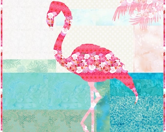 Flamingo Quilt Pattern - Fiona Quilt Pattern is a Fusible Applique Design made with BOTH beautiful sides of fabric!