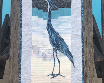 Quiltmuster, Lord Stanley, Aufschmelzbare Applikation, große Blau-Reiher-Quilt, beide schöne Seiten verwenden, Vogel-Quilt