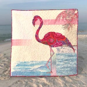 Flamingo Quilt Pattern: Fiona Fusible Applique Wall Hanging (36x36 inches)